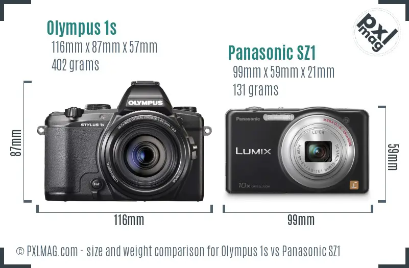 Olympus 1s vs Panasonic SZ1 size comparison