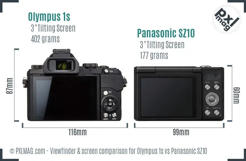 Olympus 1s vs Panasonic SZ10 Screen and Viewfinder comparison