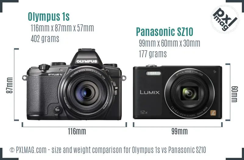 Olympus 1s vs Panasonic SZ10 size comparison