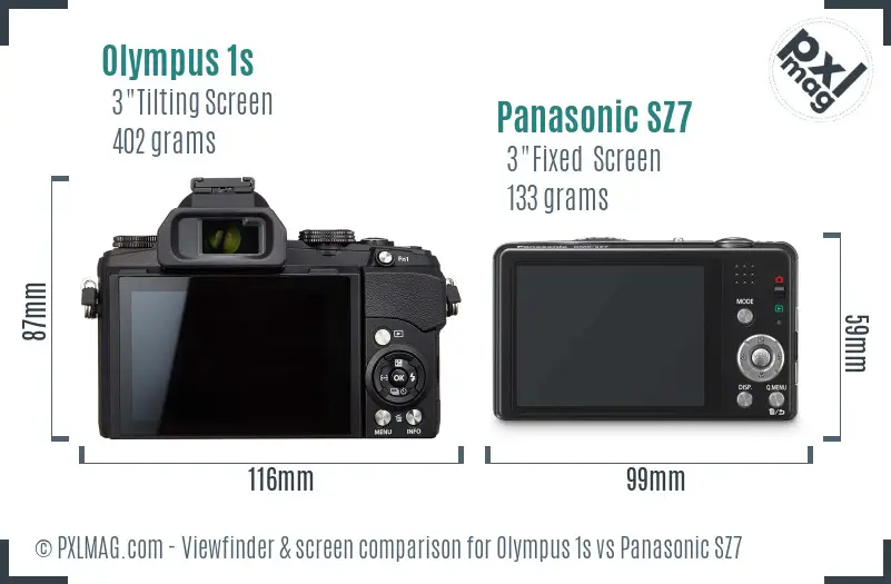 Olympus 1s vs Panasonic SZ7 Screen and Viewfinder comparison