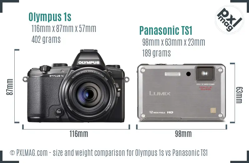 Olympus 1s vs Panasonic TS1 size comparison