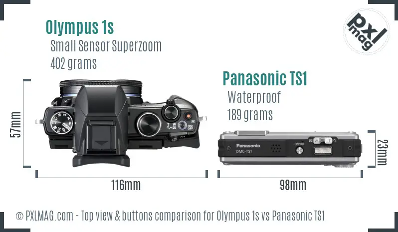 Olympus 1s vs Panasonic TS1 top view buttons comparison