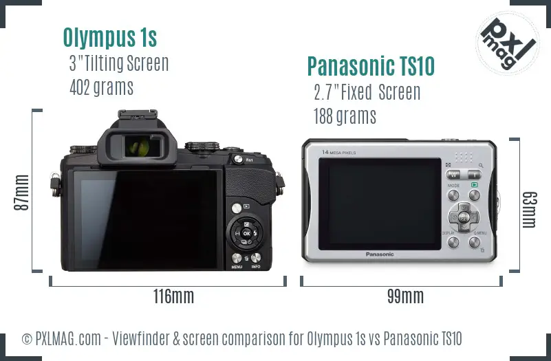 Olympus 1s vs Panasonic TS10 Screen and Viewfinder comparison