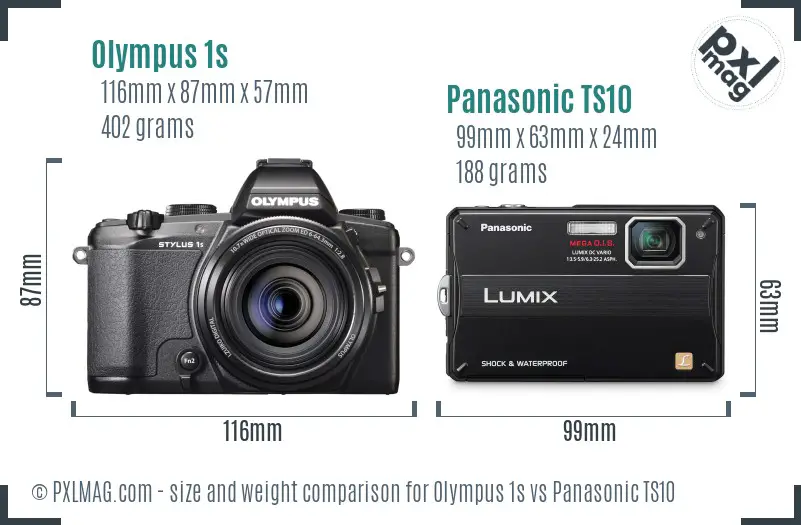 Olympus 1s vs Panasonic TS10 size comparison