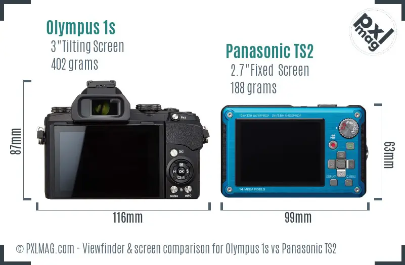 Olympus 1s vs Panasonic TS2 Screen and Viewfinder comparison