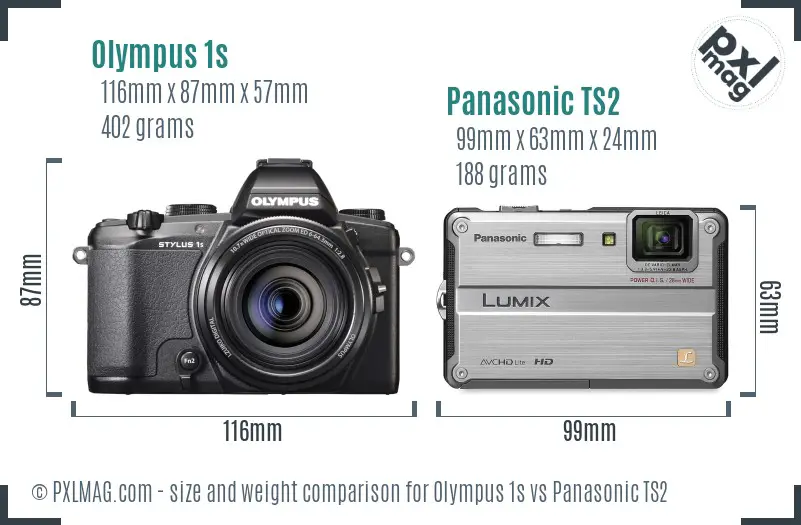 Olympus 1s vs Panasonic TS2 size comparison