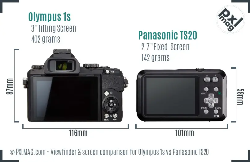 Olympus 1s vs Panasonic TS20 Screen and Viewfinder comparison