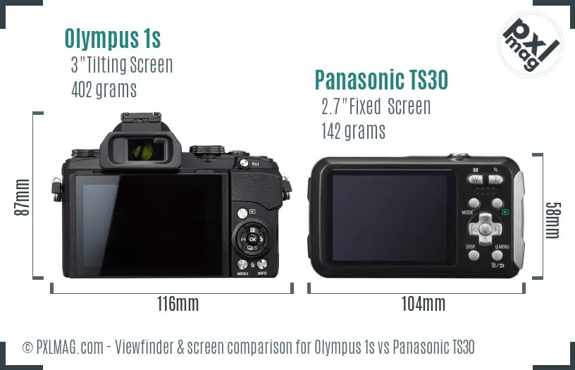 Olympus 1s vs Panasonic TS30 Screen and Viewfinder comparison