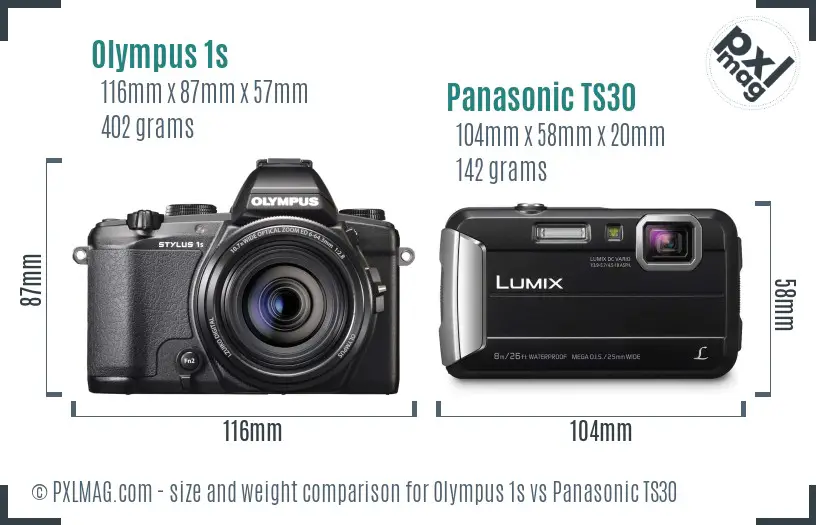Olympus 1s vs Panasonic TS30 size comparison