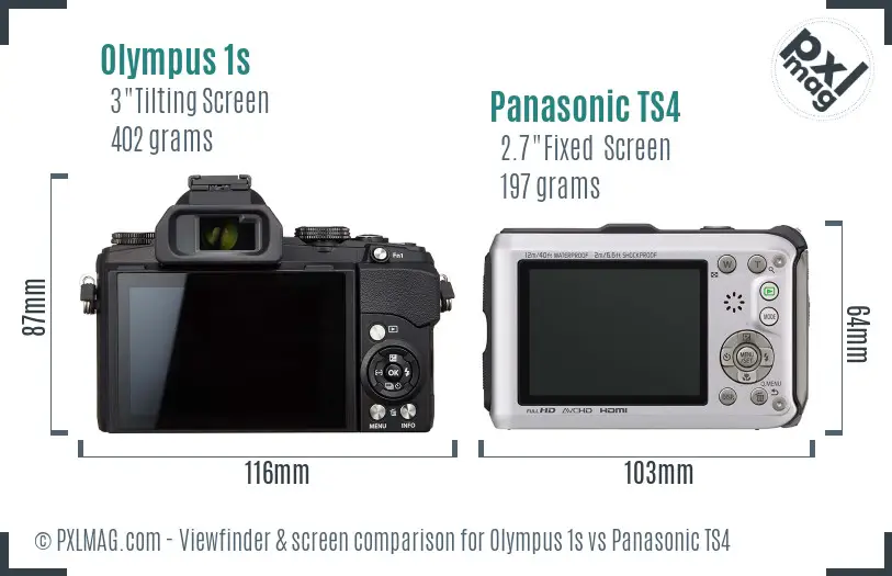 Olympus 1s vs Panasonic TS4 Screen and Viewfinder comparison