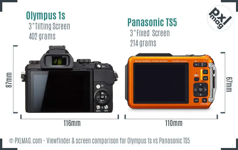 Olympus 1s vs Panasonic TS5 Screen and Viewfinder comparison