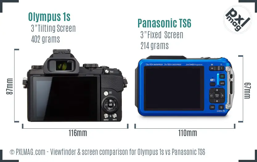 Olympus 1s vs Panasonic TS6 Screen and Viewfinder comparison