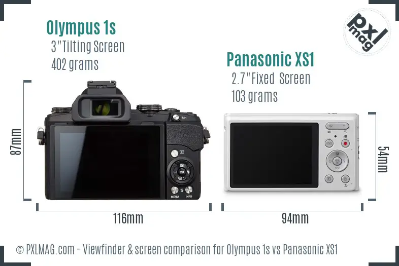 Olympus 1s vs Panasonic XS1 Screen and Viewfinder comparison