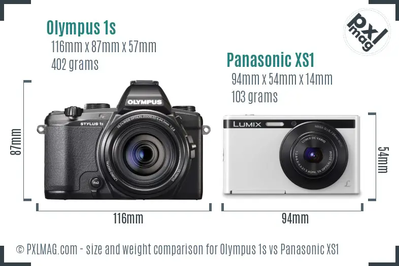 Olympus 1s vs Panasonic XS1 size comparison