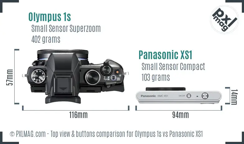 Olympus 1s vs Panasonic XS1 top view buttons comparison