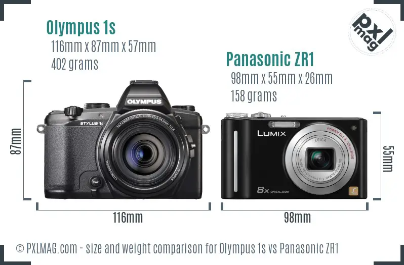 Olympus 1s vs Panasonic ZR1 size comparison