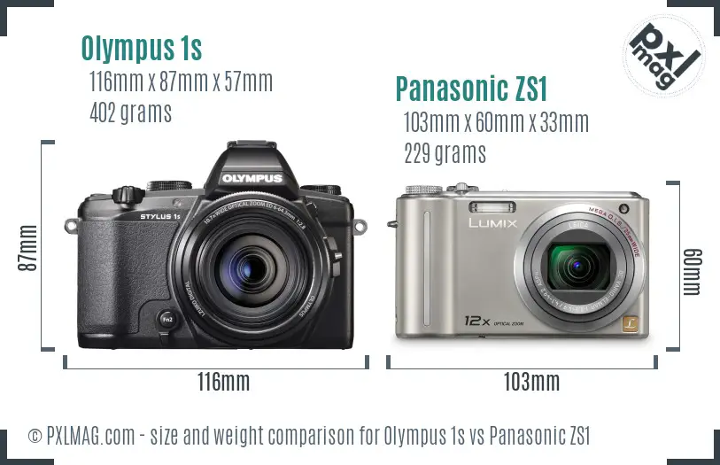 Olympus 1s vs Panasonic ZS1 size comparison