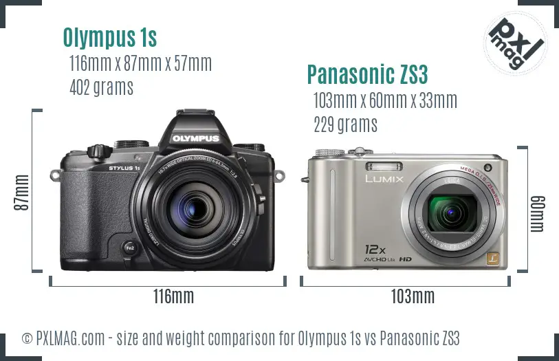 Olympus 1s vs Panasonic ZS3 size comparison