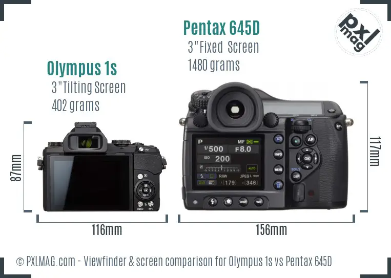Olympus 1s vs Pentax 645D Screen and Viewfinder comparison