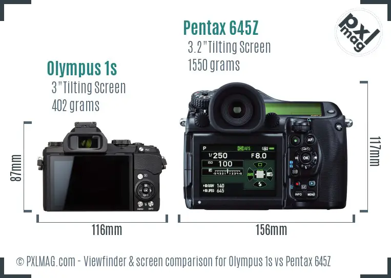 Olympus 1s vs Pentax 645Z Screen and Viewfinder comparison