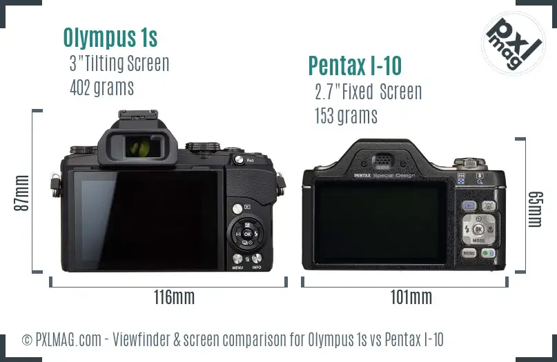 Olympus 1s vs Pentax I-10 Screen and Viewfinder comparison