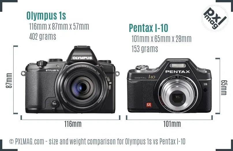 Olympus 1s vs Pentax I-10 size comparison