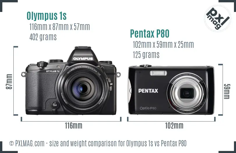 Olympus 1s vs Pentax P80 size comparison Olympus 1s vs Pentax P80 size comparison