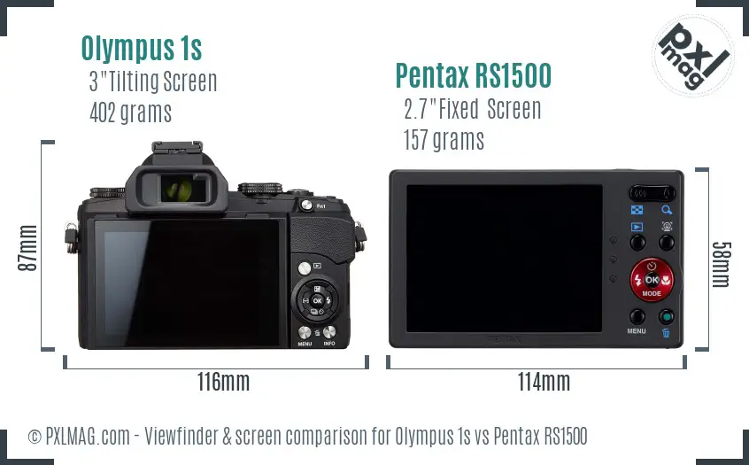 Olympus 1s vs Pentax RS1500 Screen and Viewfinder comparison