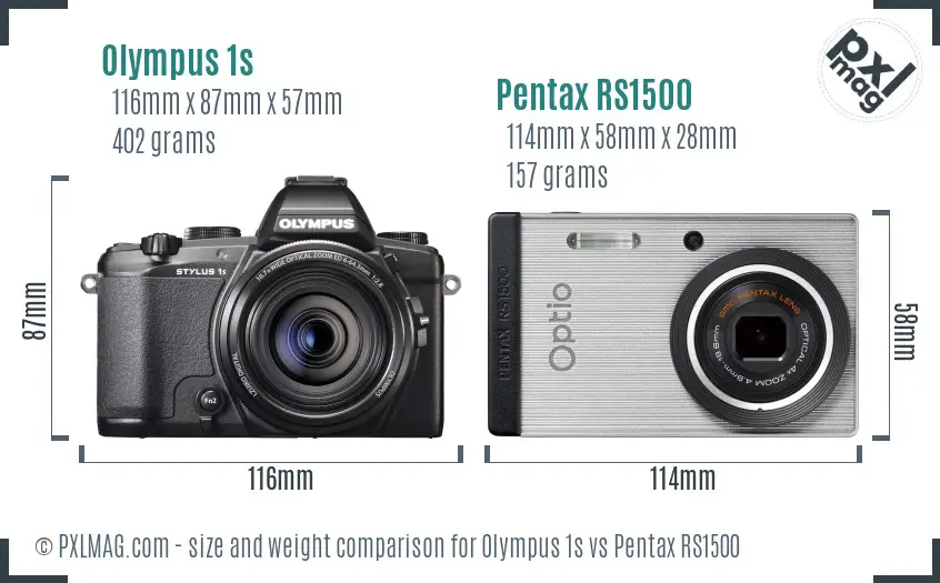 Olympus 1s vs Pentax RS1500 size comparison