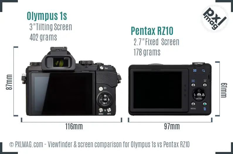 Olympus 1s vs Pentax RZ10 Screen and Viewfinder comparison