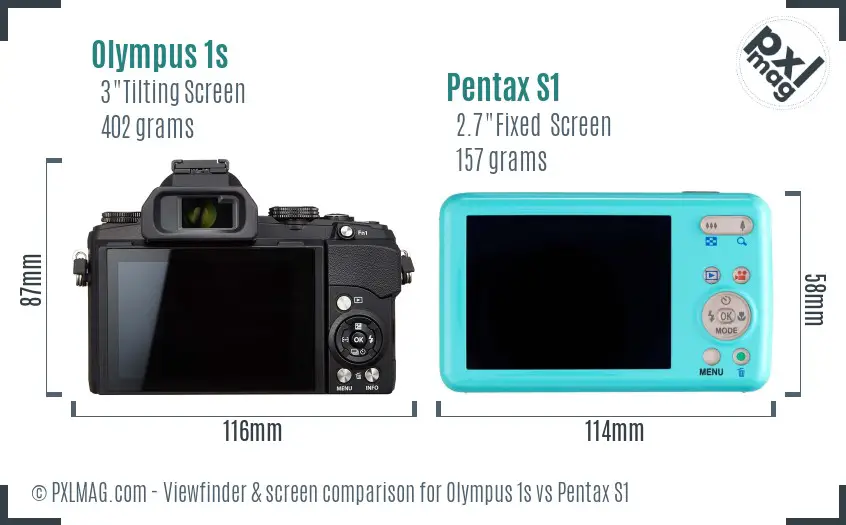Olympus 1s vs Pentax S1 Screen and Viewfinder comparison