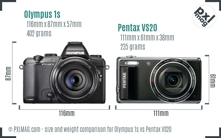 Olympus 1s vs Pentax VS20 size comparison