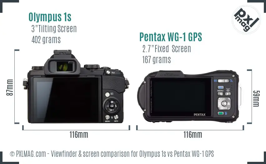 Olympus 1s vs Pentax WG-1 GPS Screen and Viewfinder comparison
