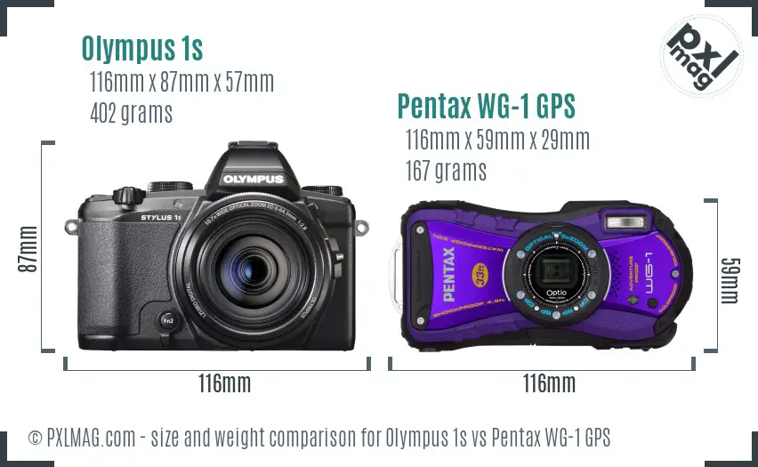 Olympus 1s vs Pentax WG-1 GPS size comparison