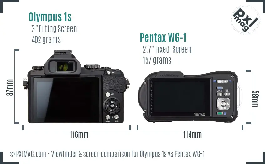 Olympus 1s vs Pentax WG-1 Screen and Viewfinder comparison