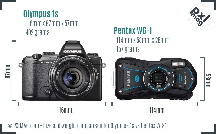 Olympus 1s vs Pentax WG-1 size comparison
