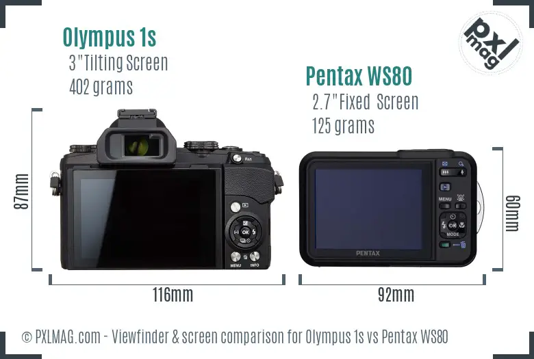 Olympus 1s vs Pentax WS80 Screen and Viewfinder comparison