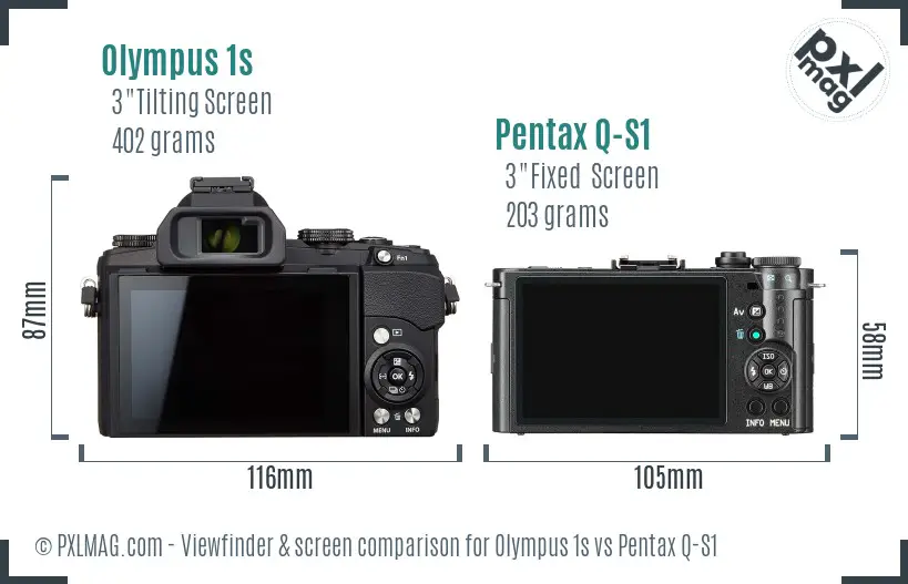 Olympus 1s vs Pentax Q-S1 Screen and Viewfinder comparison