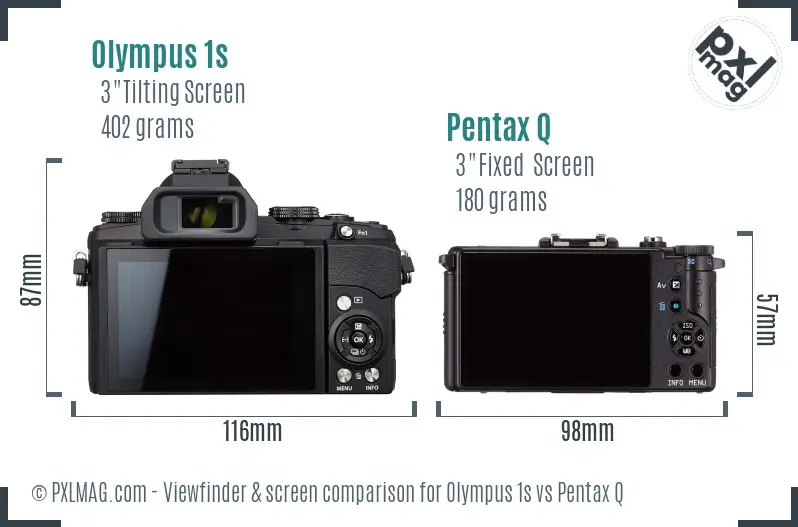 Olympus 1s vs Pentax Q Screen and Viewfinder comparison