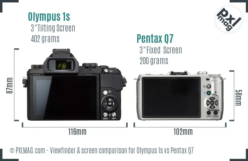 Olympus 1s vs Pentax Q7 Screen and Viewfinder comparison