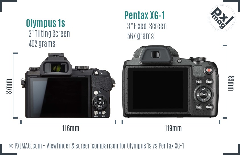 Olympus 1s vs Pentax XG-1 Screen and Viewfinder comparison