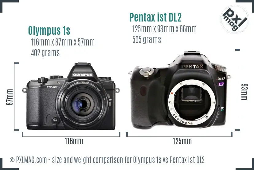 Olympus 1s vs Pentax ist DL2 size comparison
