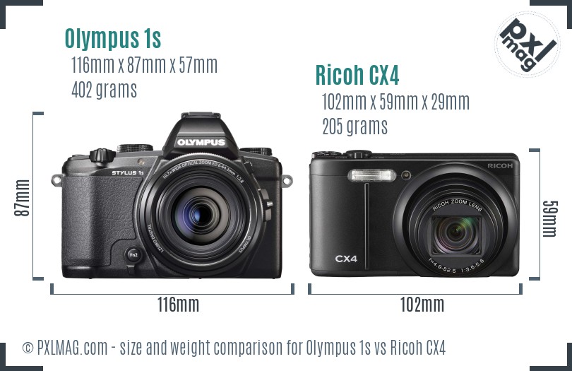 Olympus 1s vs Ricoh CX4 size comparison
