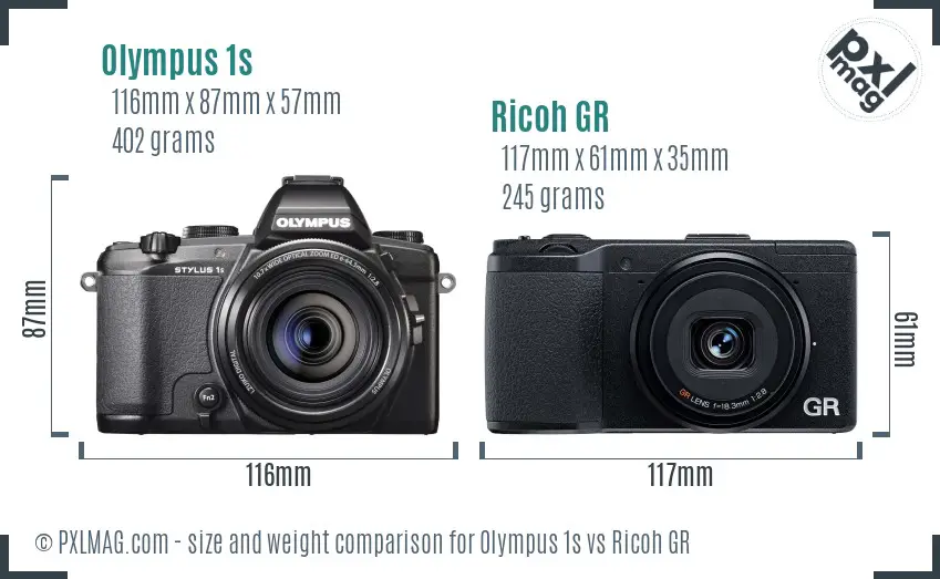 Olympus Stylus 1s vs Ricoh GR Size Comparison