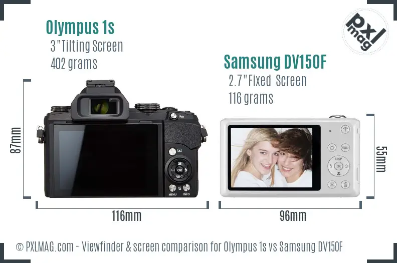 Olympus 1s vs Samsung DV150F Screen and Viewfinder comparison