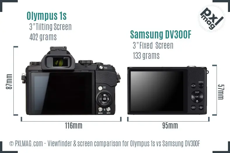 Olympus 1s vs Samsung DV300F Screen and Viewfinder comparison