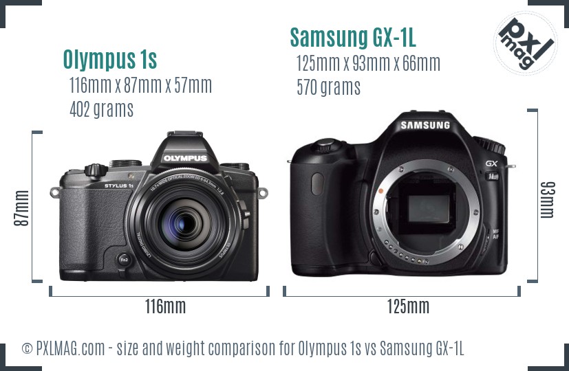 Olympus 1s vs Samsung GX-1L size comparison