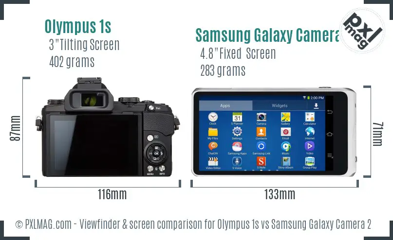 Olympus 1s vs Samsung Galaxy Camera 2 Screen and Viewfinder comparison