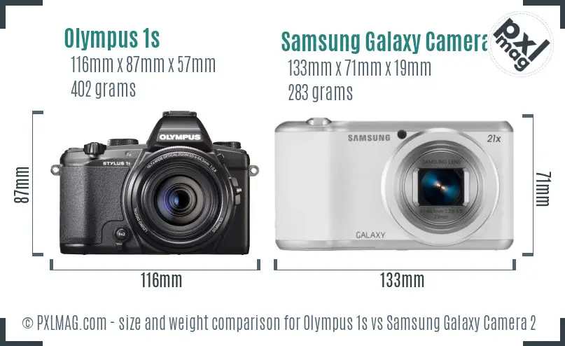 Olympus 1s vs Samsung Galaxy Camera 2 size comparison