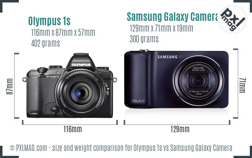 Olympus 1s vs Samsung Galaxy Camera size comparison